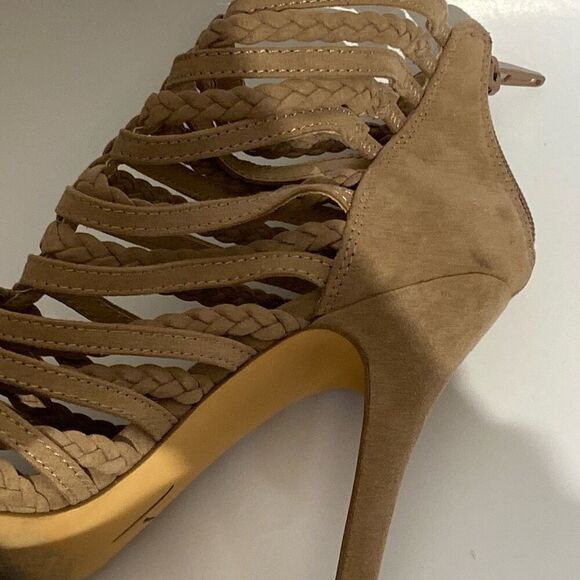 LC Lauren Conrad Women's Tan Spumoni Braided Strap High Heels Size 7.5 - Picture 8 of 9